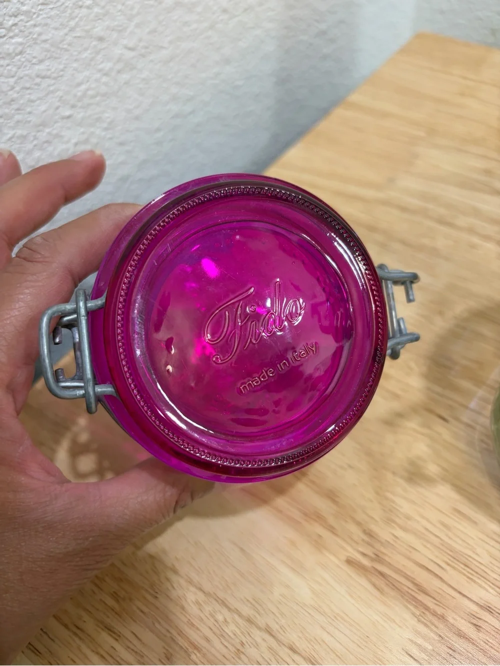 Bormioli Rocco Fido Italy Clear Glass Airtight Storage Jar Cobalt Blue 3/4L Pink